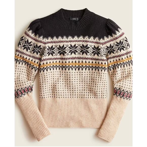 J. Crew Sweaters - J Crew Puff Shoulder Fair Isle Sweater NWT